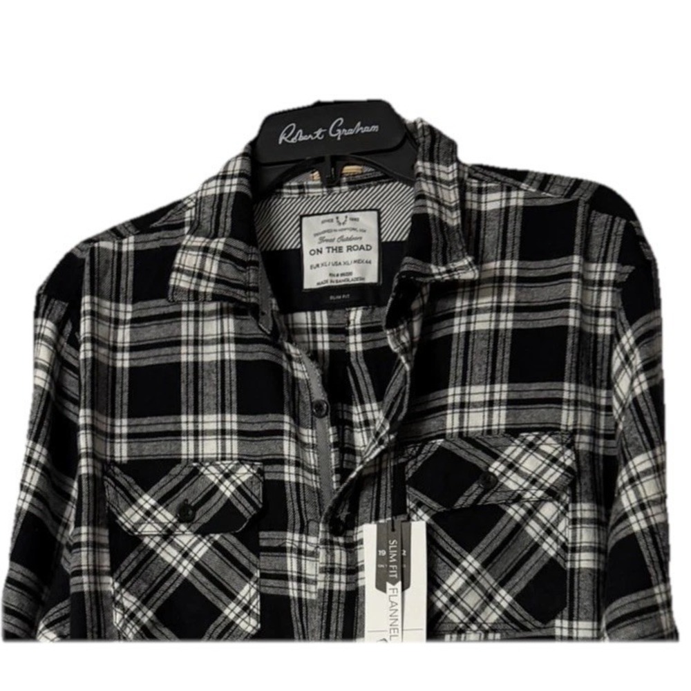 NWT On The Road Great Outdoors Mens Slim Fit Button Flannel Shirt Size XL - Picture 2 of 13